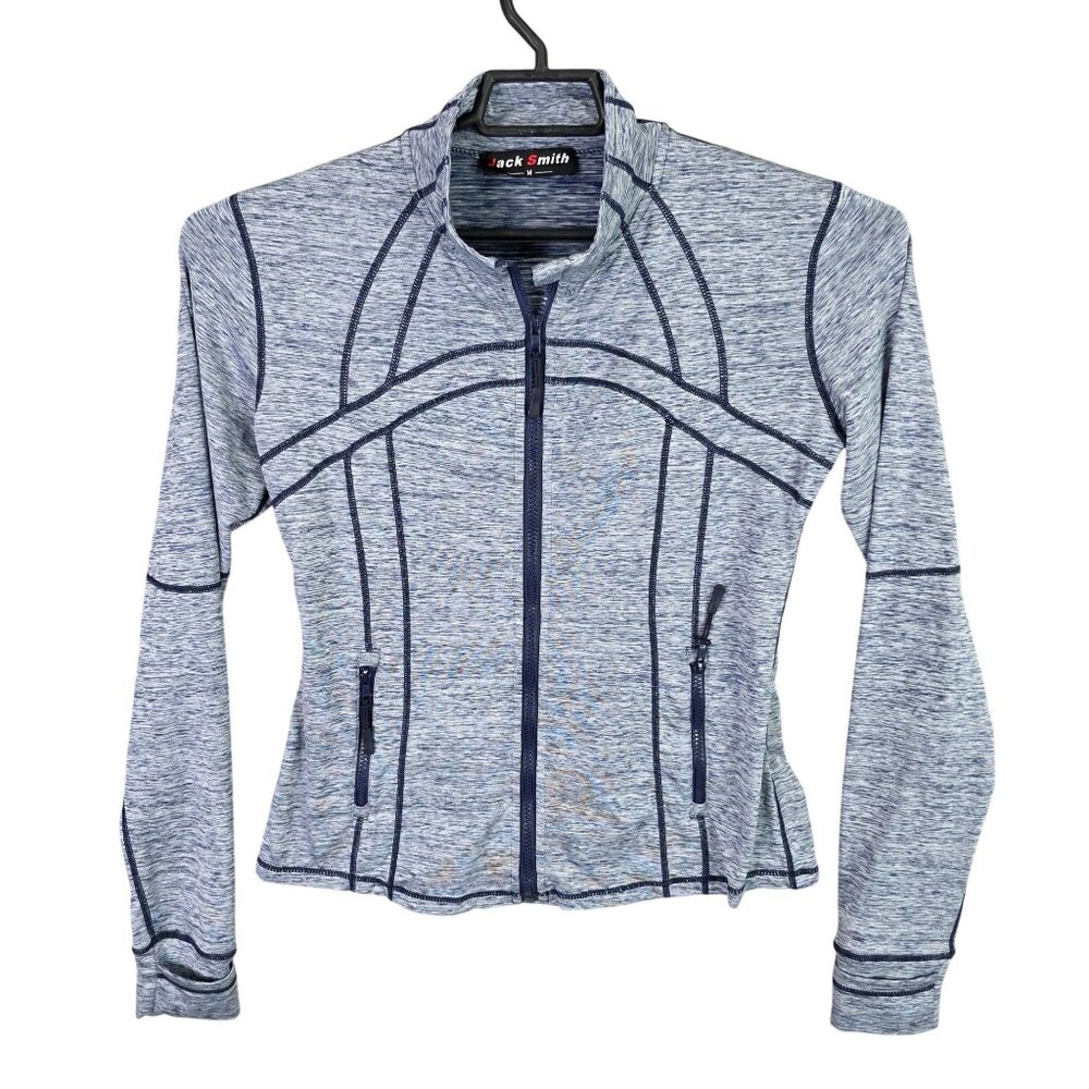 Womens Jack Smith Heather Blue Full Zip Track Jacket Polyester Blend Stretch M